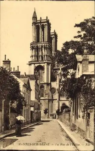 Ak Mantes sur Seine Yvelines, Rue de l'Eglise