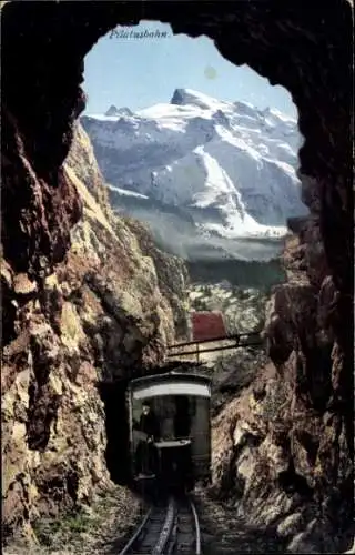Ak Die Pilatusbahn fährt aus dem Tunnel, Fahrer, Alpen, Titlis