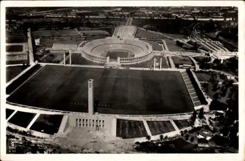Ak Berlin Charlottenburg Westend, Reichssportfeld, Olympiastadion, Fliegeraufnahme