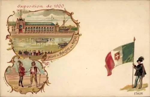 Ak Paris, Exposition de 1900, Palais du Ministere de la Marine, Italien