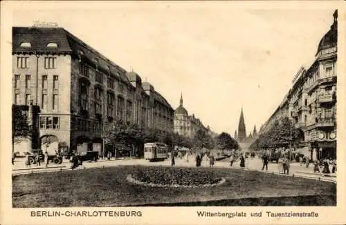 Ak Berlin Charlottenburg, Wittenbergplatz, Tauentzienstraße, Straßenbahn