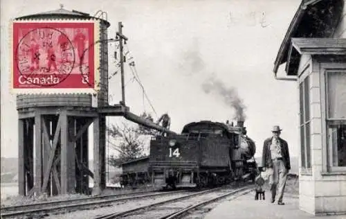 Ak Kanada, Lokomotive, Bahnhof