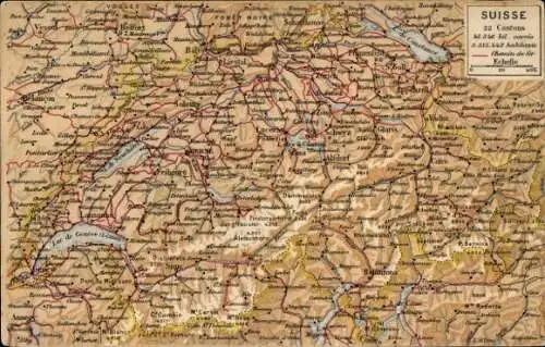 Landkarten Ak Schweiz, Basel, Genfer See