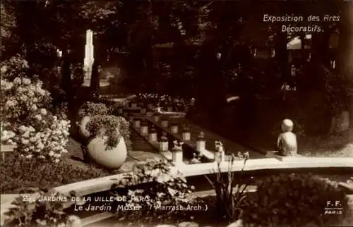 CPA Paris, Exposition des Arts Decoratifs, Jardin Moser