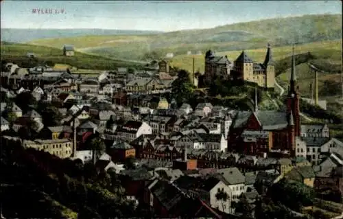 Ak Mylau Reichenbach im Vogtland, Panoramablick auf die Stadt