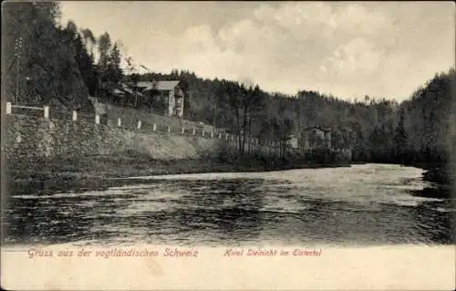 Ak Rentzschmühle Pöhl im Vogtland, Blick auf das Hotel Steinicht im Elstertal