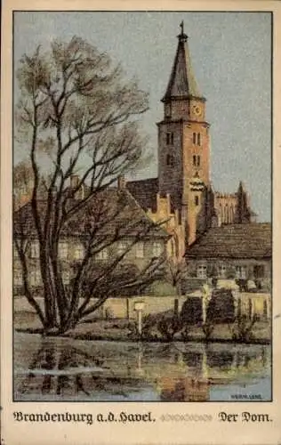 Künstler Ak Lenz, Hermann, Brandenburg an der Havel, Blick auf den Dom
