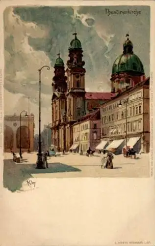 Künstler Litho Kley, Heinrich, München, Theatinerkirche