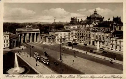Ak Berlin Tiergarten,  Blick vom Adlon, Pariser Platz, Tiergarten, Siegessäule, Reichstag