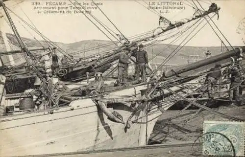 Ak Fécamp Seine Maritime, Schiffsdetails, Hafenansicht, Segelboote, maritime Szene