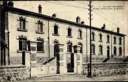 Ak Saint Just Malmont sur Loire, Städtische Schule und Rathaus