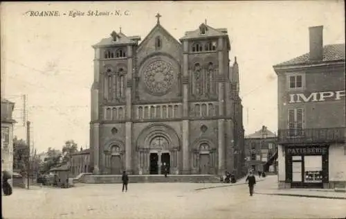 Ak Roanne Loire, Eglise St-Louis, Patisserie, Impe