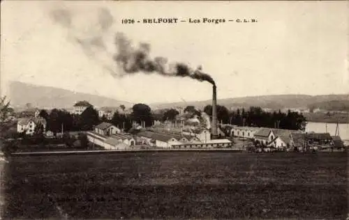 Ak Belfort Beffert Beffort Territoire de Belfort, Beliebter industrieller Ort, hohe Rauchschwa...