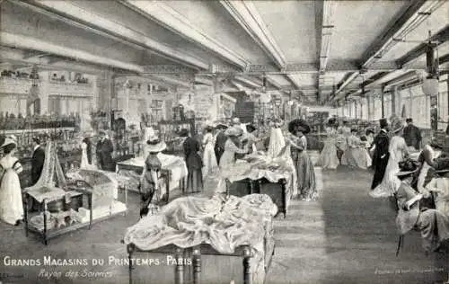 Ak Paris, Kaufhäuser von Printemps, Seidenabteilung