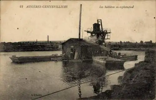 CPA Asnières Gennevilliers Hauts-de-Seine, Les Sablières en exploitation