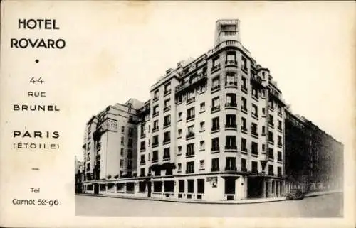 Ak Paris, Hotel Rovaro, Rue Brunel