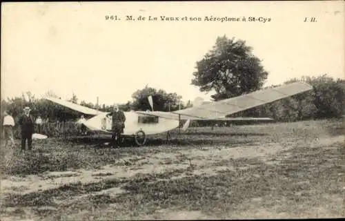 CPA M. de La Vaux, Aéroplane à St-Cyr