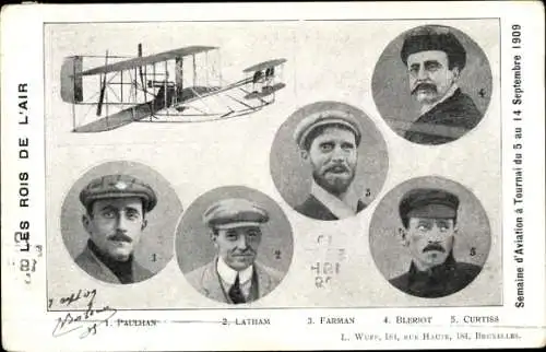 CPA Semaine d'Aviation à Tournai du 5 au 14 Septembre 1909, Farman, Bleriot, Curtiss
