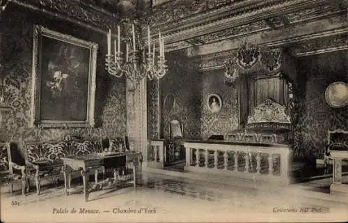 Ak Monaco, Palais de  Chambre d'York, eleganter Innenraum, gemusterte Wände