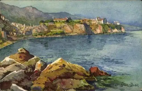 Ak Monte Carlo Monaco, Blick auf  Meer, Felsen, Häuser, Berge
