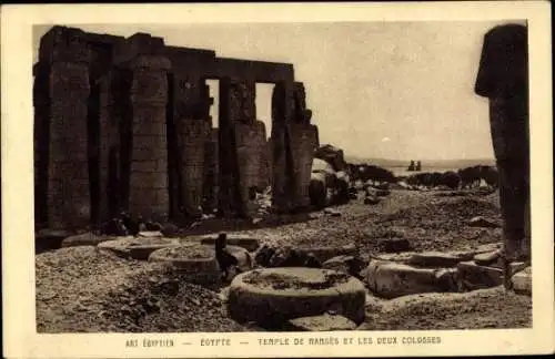 Ak Abu Simbel Ägypten, Tempel von Ramses, zwei Kolosse