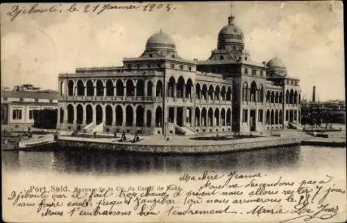 Ak Port Said Ägypten,  aus  Gebäude mit Kuppeln, Wasserfront, historisch