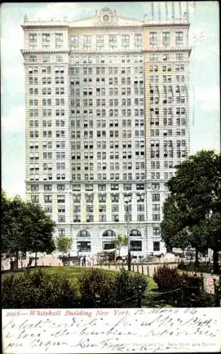 Ak Albany New York USA, Whitehall Building, klassische Architektur, Parkanlage, farbig