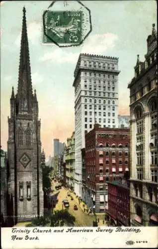 Ak New York City USA, Trinity Church, American Surety Building