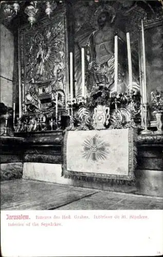 Ak Jerusalem Israel, Inneres des Heil. Grabes, St. Sépulcre, Innenansicht, religiöse Stätte