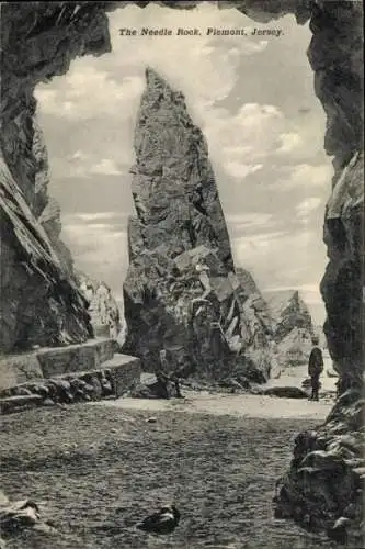 Ak Kanalinsel Jersey, The Needle Rock, Felsen, Piemont,  Landschaft