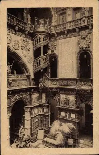Ak Sinaia Rumänien, Innensicht von Castel Peles, schöne Architektur, kunstvolle Details