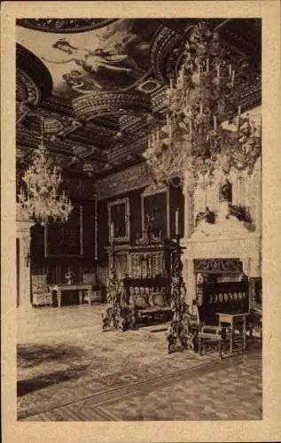 Ak Sinaia Rumänien, Sala Florentina, Castel Peles, Schloss, Innenansicht, Prunkzimmer