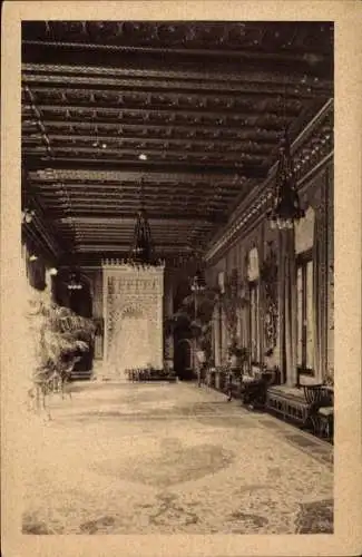 Ak Sinaia Rumänien, Elegante Innenansicht, prunkvoller Saal,  Architektur