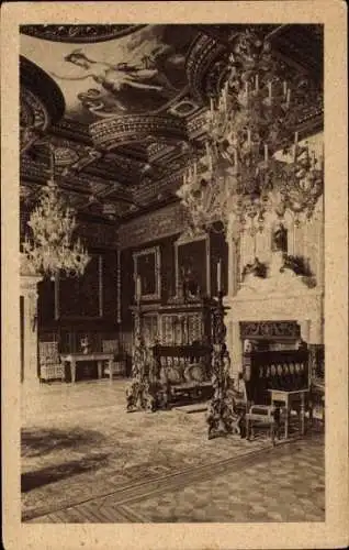 Ak Sinaia Rumänien, Sala Florentina, Castel Peles, Schloss, Innenansicht, Prunkzimmer
