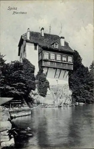 Ak Spiez am Thuner See Kanton Bern, Pfarrhaus am Ufer