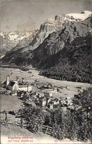 Ak Engelberg Kanton Obwalden Schweiz, Engelberg mit Titlis, Berglandschaft, r Stil