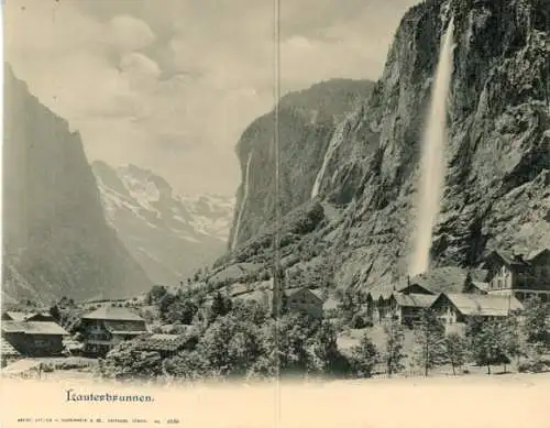Ak Lauterbrunnen Kanton Bern, Wasserfall, Berge, Häuser, Landschaft,  