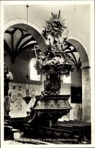 Ak Gurk in Kärnten, Gurker Dom, Kanzel von Raffael Donner, kunstvolle Holzskulptur