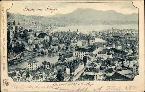 Ak Lucerne Luzern Stadt Schweiz,  von  Berg Rigi,  Stadtansicht