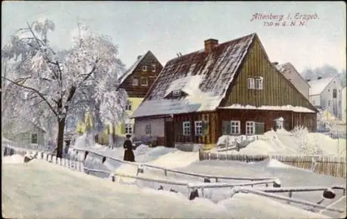 Ak Altenberg im Osterzgebirge,Ortspartie im Winter