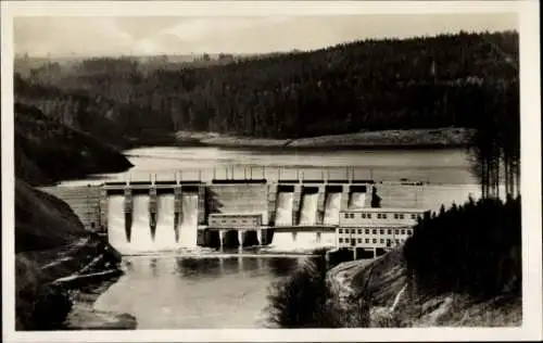Ak Kriebstein Sachsen, Zschopau Talsperre, Sperrmauer