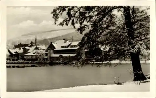 Ak Bad Suderode Quedlinburg im Harz, Winterlandschaft, Hotel zu den roten Forellen, Schnee, ruhig