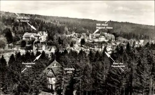 Ak Schierke Wernigerode im Harz, Blick auf Untershierke, FDGB-Heim, VEB Hotel Heinrich Heine, Uni