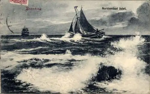Ak Nordseebad Juist in Ostfriesland, Brandung