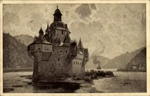Ak Caub Kaub am Rhein, Burg Pfalzgrafenstein, Pfalz