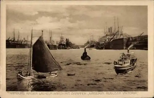 Ak Hamburg Mitte Altstadt, Kaiser Wilhelm Hafen, Dampfer Kaiserin Augusta Viktoria