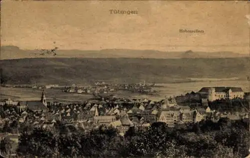 Ak Tübingen am Neckar, Stadtansicht von  Hohenzollern im Hintergrund