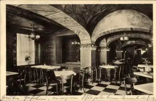 Ak Düsseldorf am Rhein, Bierrestaurant, Stadt-Schänke, Innenansicht