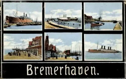 Ak Bremerhaven, Hafenpartie, Dampfer