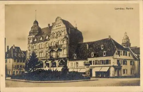 Ak Landau in der Pfalz, Dorfkreuzung, Friseur